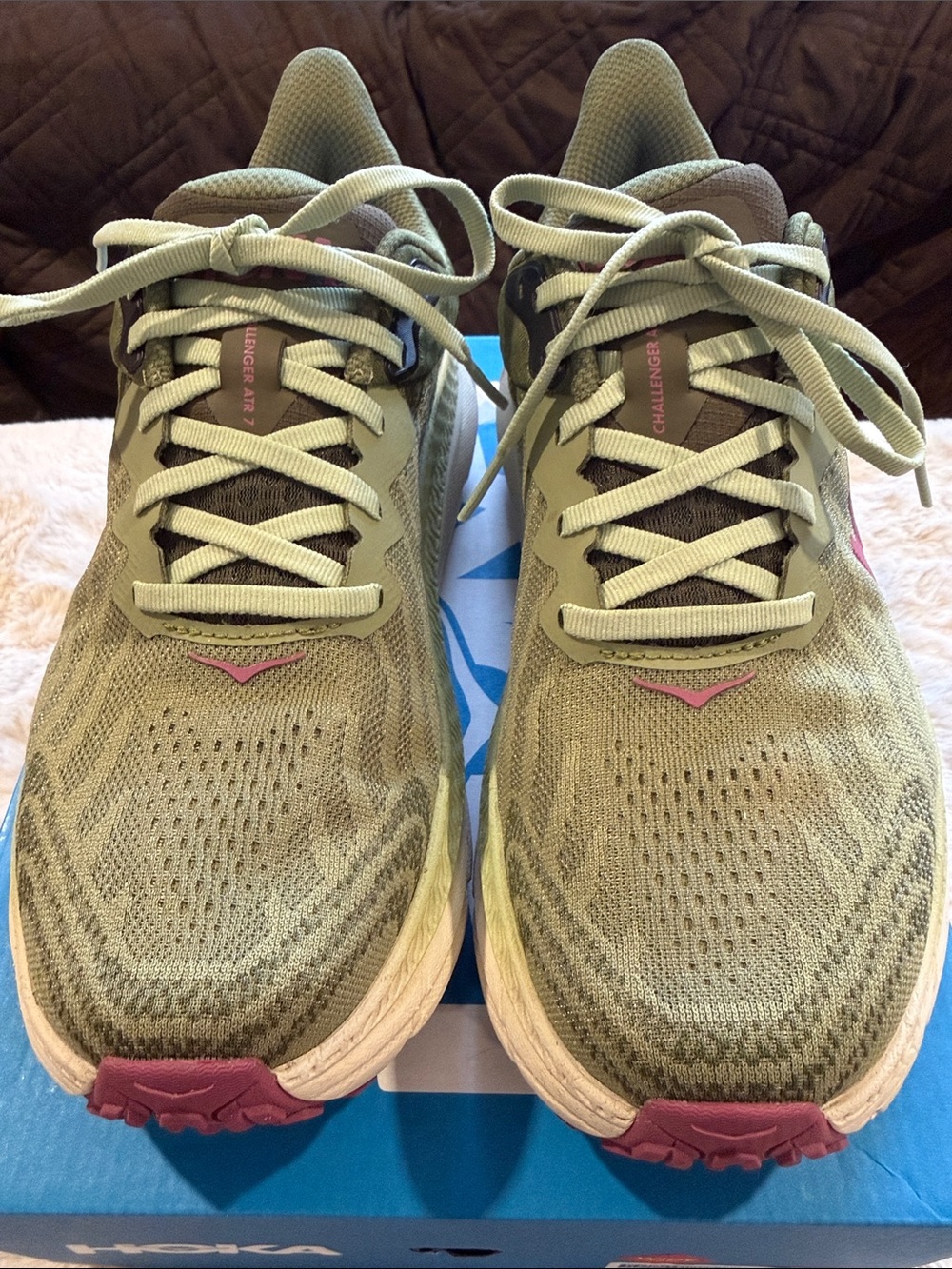 HOKA Women’s Challenger ATR 7 Trail Running Shoes — Sage with Pink Accents 9D